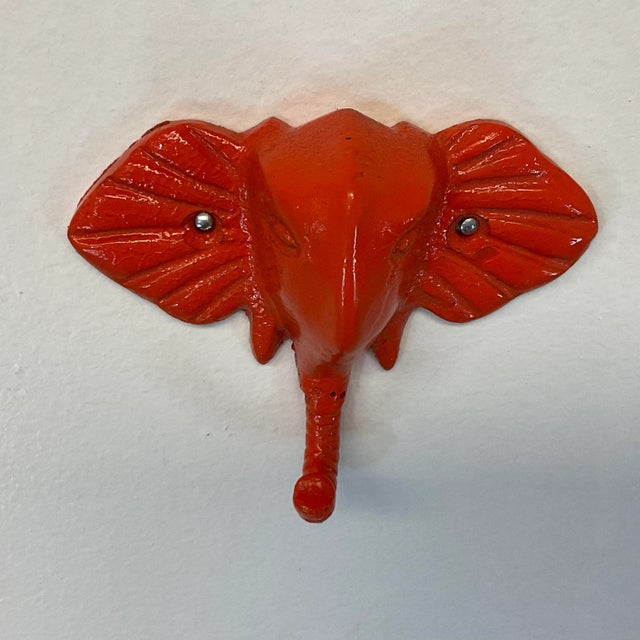 Vintage Cast Iron Elephant Hook, Newly Lacquered in Orange. For Sale - Image 4 of 10