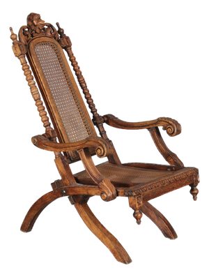 Antique Gründerzeit Neo-Renaissance Style Folding Chair in Oak with Carvings, 1880s