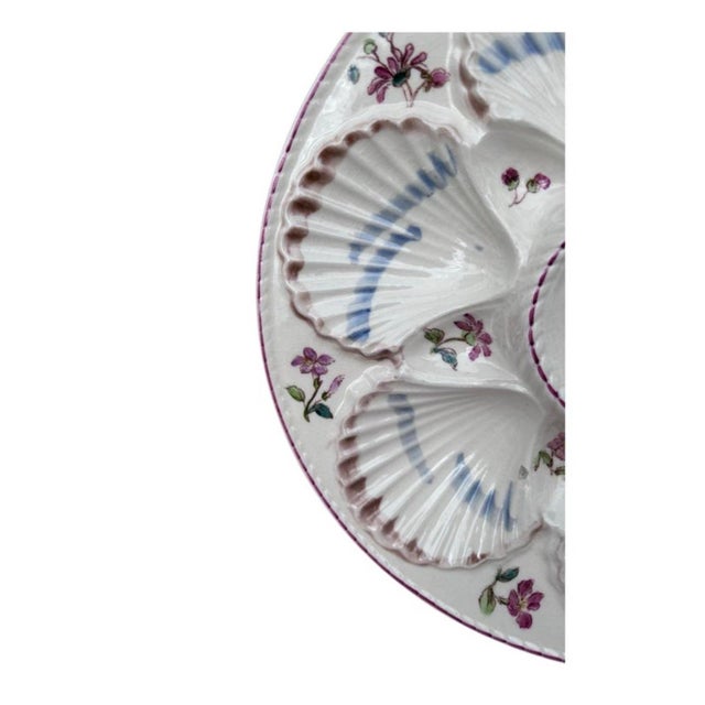 Longchamp 19th Century Majolica Oyster Flowers Plate Longchamp For Sale - Image 4 of 5