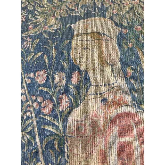 Vintage French Hand-Printed Medieval Design Noble Amazon Tapestry, 1960s For Sale - Image 16 of 18