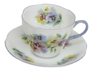 Mid 20th Century Royal Albert Blue Floral England Bone China Tea Cupnd Saucer