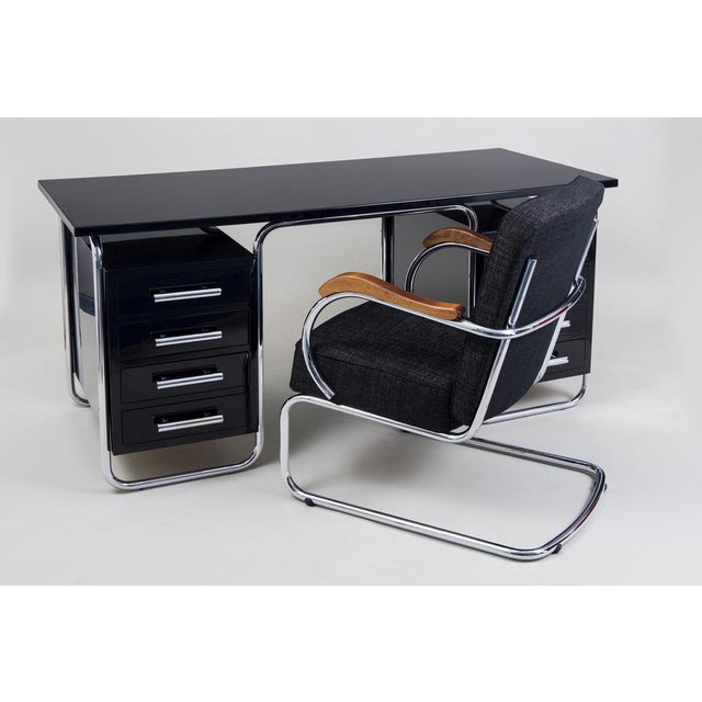 Bauhaus Writing Desk in Chrome by M. Breuer for Thonet, Czech, 1930s For Sale - Image 6 of 9