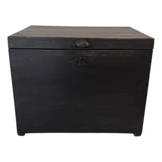 Wooden Chest in Black Patina For Sale
