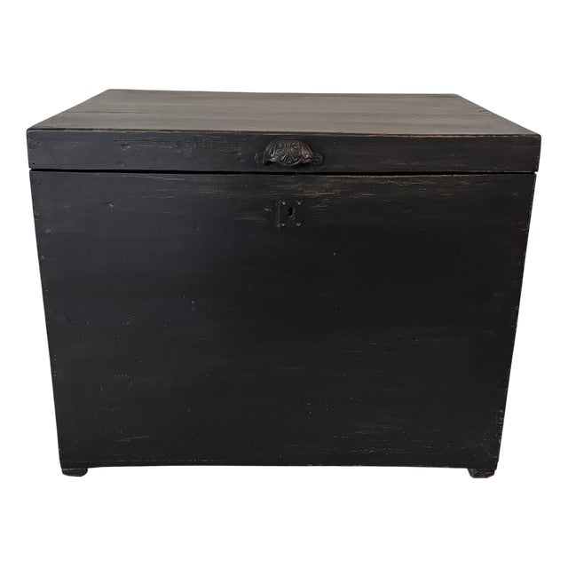 Wooden Chest in Black Patina For Sale