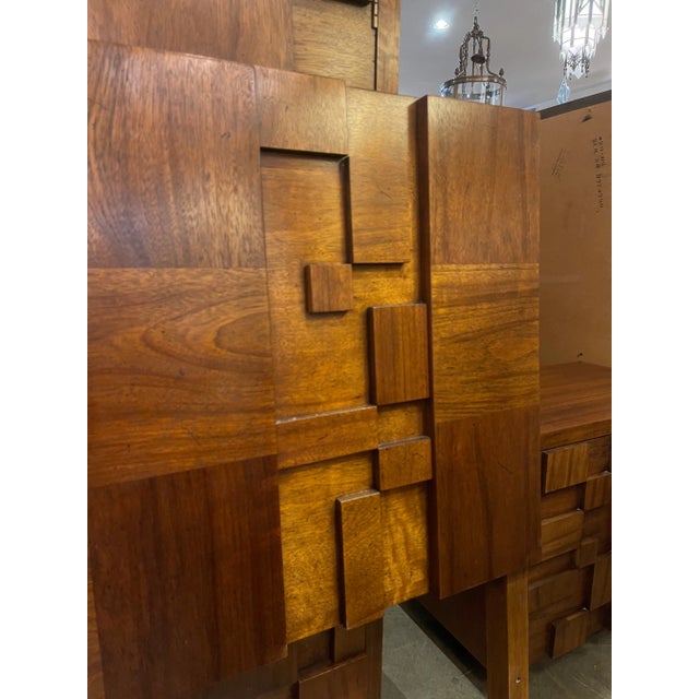 Brutalist 1970s Lane Staccato Brutalist Eastern/Standard King Headboard For Sale - Image 3 of 11