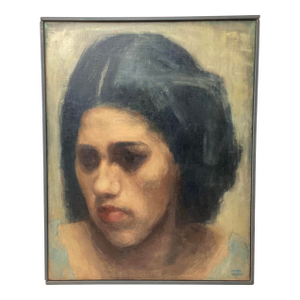 Vintage American Maine Impressionist Oil Painting Portrait of a Young Woman by James Wilmot