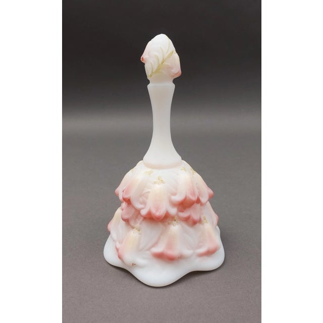 Fenton K. Brightbill Signed Pink Satin Lily Of The Valley 95th Anniversary Bell. Measures approximately 4" diameter, 6...