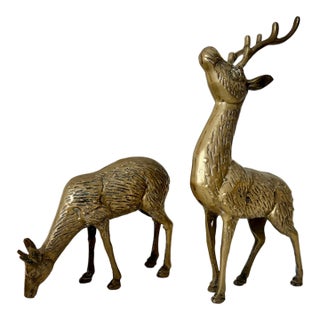 Solid Brass Deers, Pair For Sale