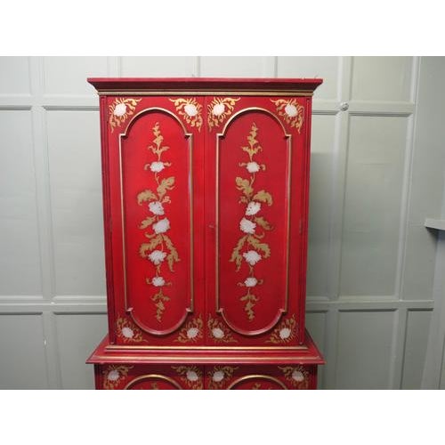 1960s Red Lacquer Cabinet with Interior Drawers and Shelves, 1960 For Sale - Image 5 of 9