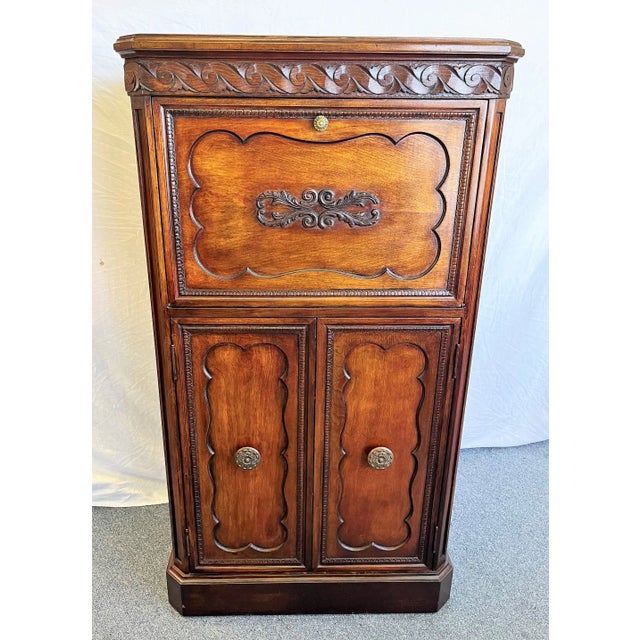 1900's Wood Bar Cabinet With Glass Interior and Lights For Sale - Image 13 of 13