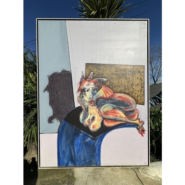 1980s Henri Ren, Portrait, 1982, Oil on Canvas For Sale - Image 5 of 9