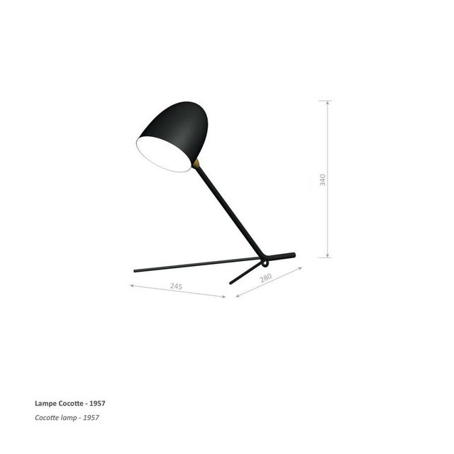 Black Mid-Century Modern Black Cocotte Table Lamp by Serge Mouille For Sale - Image 8 of 11