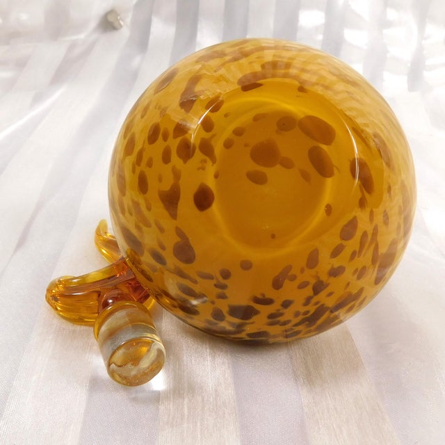 1970s Cream and Brown Perfume Bottle With Unique Glass Stopper For Sale - Image 4 of 4