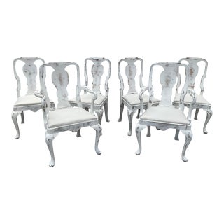 Swedish Style Queen Anne Dining Chairs, Set of 6 For Sale