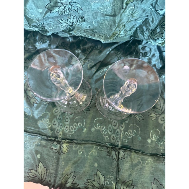 1930s Elegant Stem Etched Crystal Glass - 2pc For Sale - Image 4 of 6