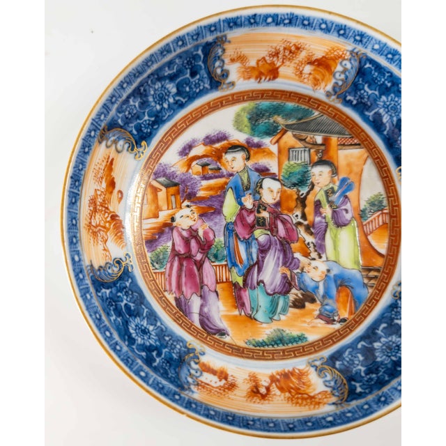 19th Century Chinese Export Rose Mandarin Palette Teacup and Saucer For Sale - Image 16 of 18