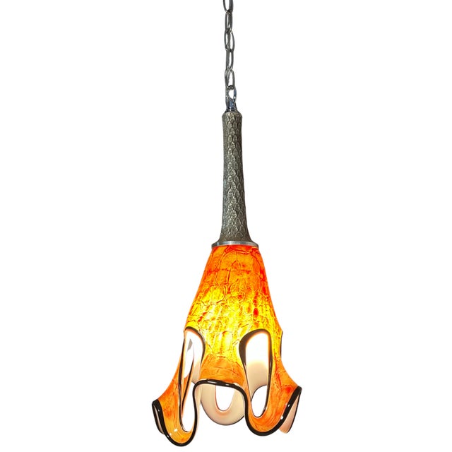 Art GLass Abstract Orange Looped Pendant Light For Sale - Image 11 of 18