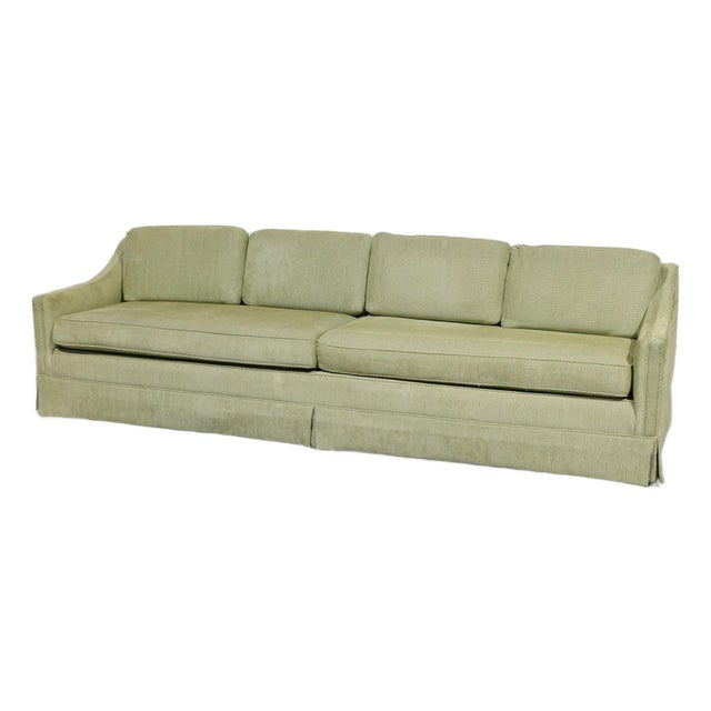 Vintage Oversized Mid-Century Green Upholstered Sofa | Circa 1970s For Sale