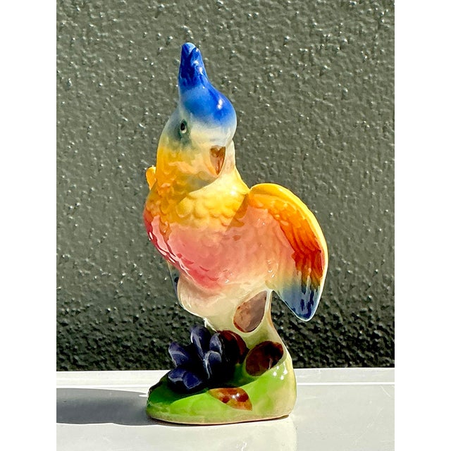 Ceramic Vintage Glazed Ceramic Cockatoo For Sale - Image 7 of 12