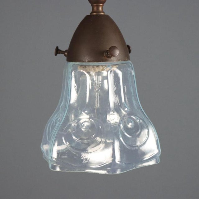 Art Nouveau Pendant Light in Glass and Metal For Sale - Image 10 of 14