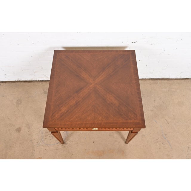 Baker Furniture French Regency Louis XVI Carved Walnut Tea Table or Occasional Side Table, Newly Refinished For Sale - Image 9 of 12