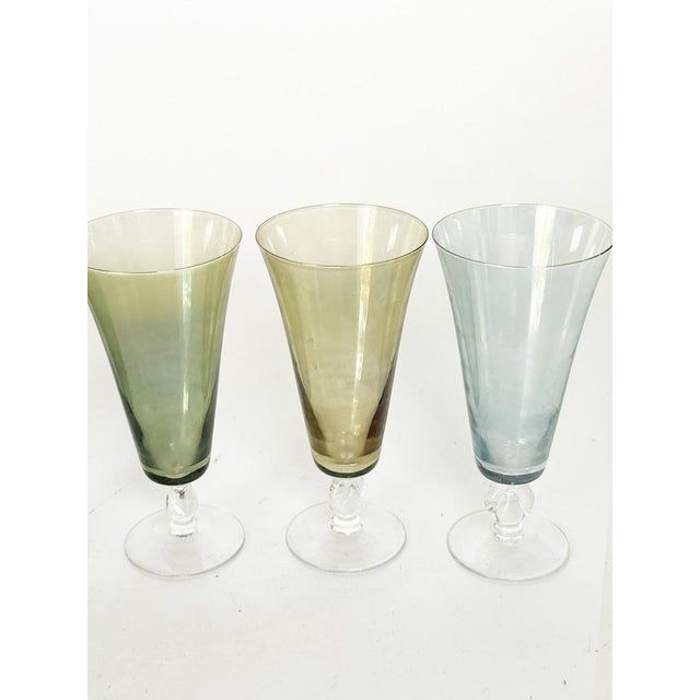 1970s Colored Glass Champagne Coupes, France, 1970, Set of 6 For Sale - Image 5 of 13