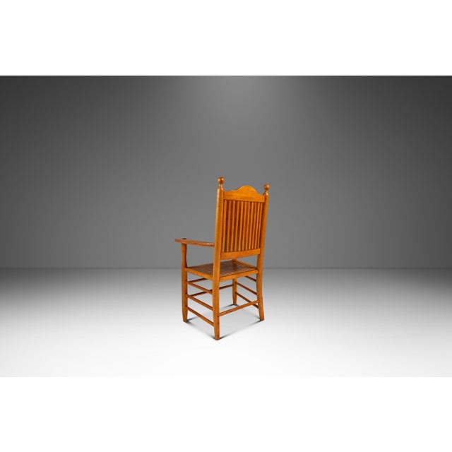 1940s Rustic Americana Hand-Crafted 19th Century-Styled Cottage Armchair in Solid Maple & Walnut, Usa, C. 1940s For Sale - Image 5 of 18
