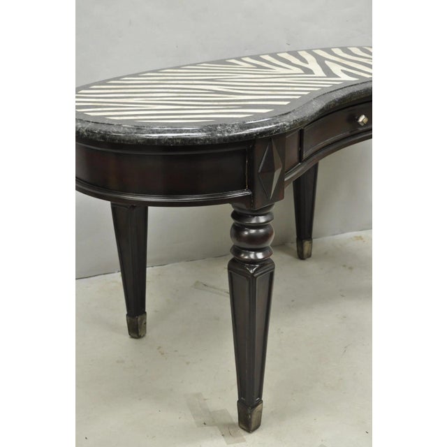 Seven Seas by Hooker Furniture Zebra Tessellated Stone Kidney Shaped Table Desk For Sale - Image 14 of 16