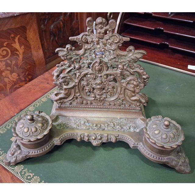 Antique Bronze Inkwell with Cherubs, 1800s For Sale - Image 5 of 8