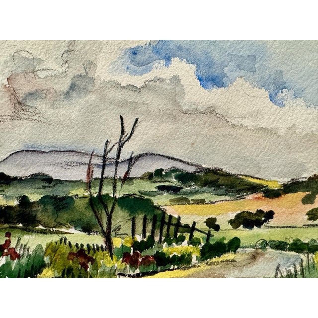 Rustic 1950s Henry Emil Salloch Original Watercolor on Paper Country Ridge. For Sale - Image 3 of 6