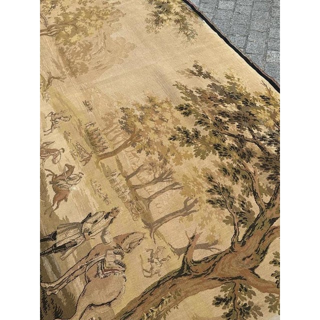 Large Vintage French Hunting with Hounds Jacquard Tapestry in the style of Aubusson, 1970s For Sale - Image 10 of 18