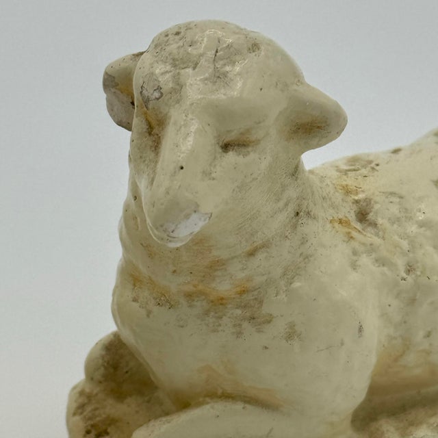 Mid 20th Century Vintage Mid-Century Composition Nativity Sheep With Charming Age & Primitive Patina - A Pair For Sale - Image 5 of 7