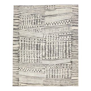 2020s Abstract Moroccan Style Modern Wool Rug In, Grey For Sale