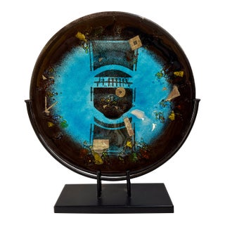 Abstract Fused Glass Decretive Platter For Sale