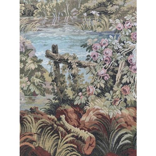 Vintage French Jacquard Pastoral Loves Tapestry in the style of Aubusson, 1950s For Sale - Image 16 of 18