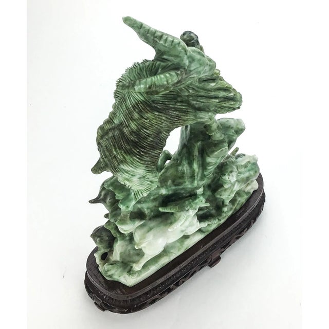 Vintage Chinese Stone Carving on Rosewood Stand For Sale In Portland, ME - Image 6 of 11