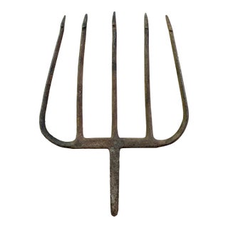 19th-Century Hand-Forged Five-Prong Iron Fishing Spear For Sale