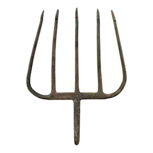 19th-Century Hand-Forged Five-Prong Iron Fishing Spear