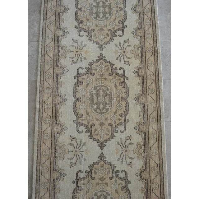 Traditional Oushak Runner Rug Faded Colors Low Pile Distressed Long Runner Rug - 2'9″ X 12'7″ For Sale - Image 6 of 10