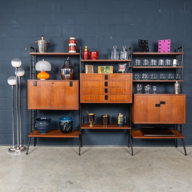Vintage 20th Century Italian Teak Modular Wall Cabinet, 1960s For Sale - Image 4 of 18