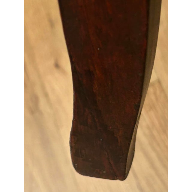 1940s Regency Revival Mahogany High-Arm Hall Bench With Upholstered Seat and Velvet Lumbar Pillow For Sale - Image 12 of 12