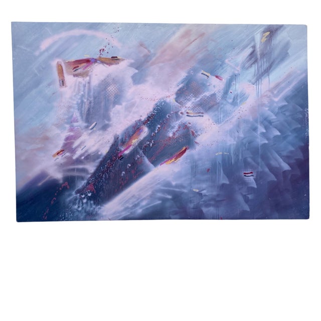 Abstract Original Painting on Canvas 76 x 51 Architectural 1980s Provenance For Sale In Palm Springs - Image 6 of 11