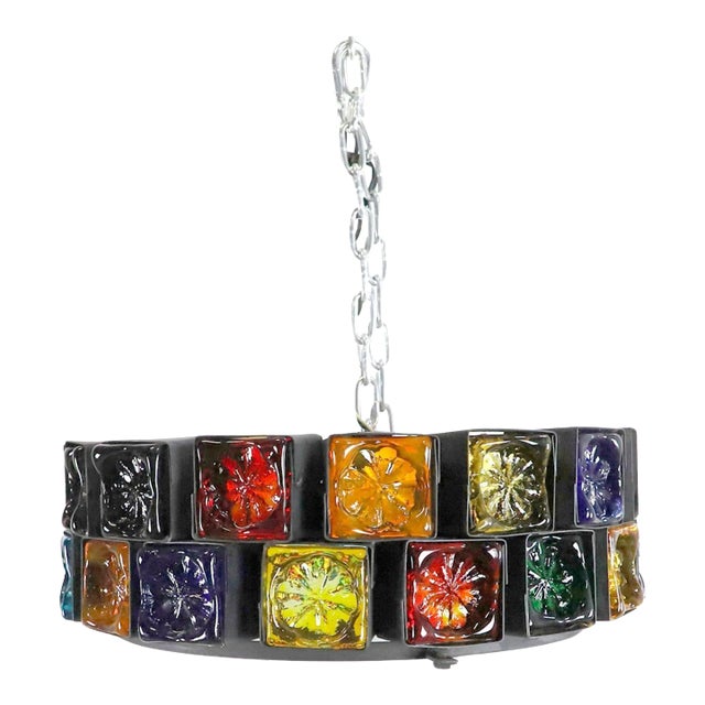 1970s Hand Blown Glass Chandeliers by Feders For Sale