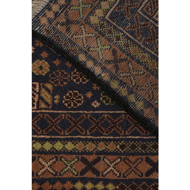 Textile Rug & Kilim’s Baluch Tribal Rug With Navy Blue and Brown Geometric Patterns For Sale - Image 7 of 7