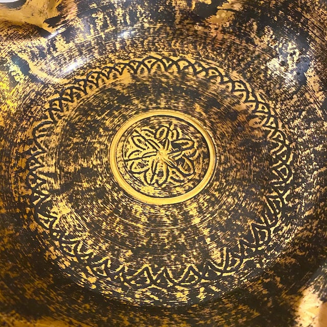 Stangl Stangl Pottery Black and Gold Flower Bowl For Sale - Image 4 of 9