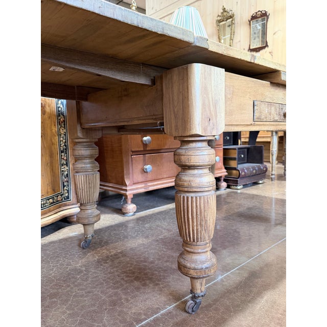 Antique Primitive Pine Farmhouse Extension Table With Concealed Leaves For Sale - Image 11 of 12