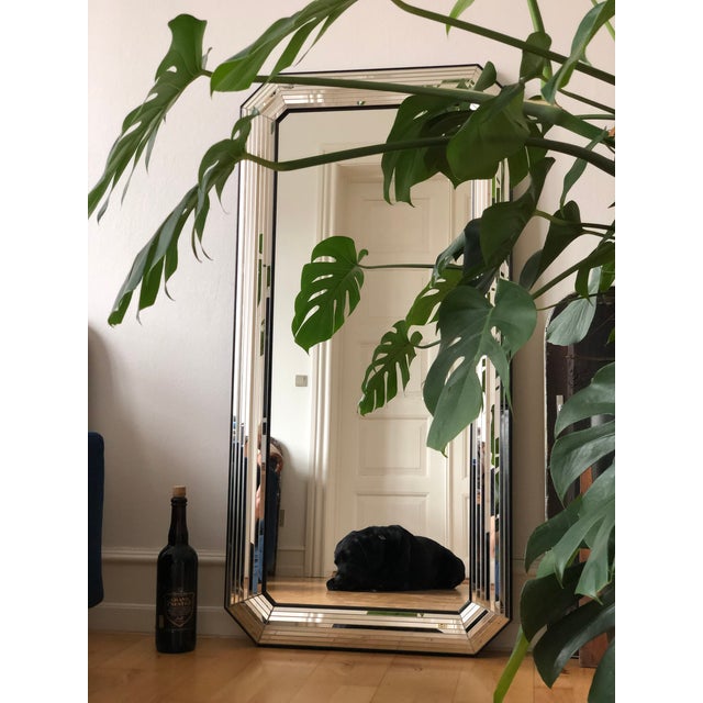 Large Vintage Deknudt Full Length Beveled Panel Mirror – Silver and Black, Belgium, 1980s For Sale - Image 6 of 9