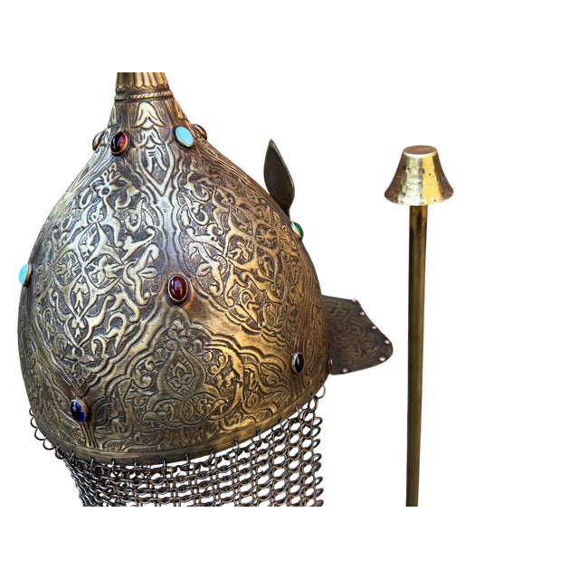 Jeweled Engraved Brass Helmet For Sale In Los Angeles - Image 6 of 18