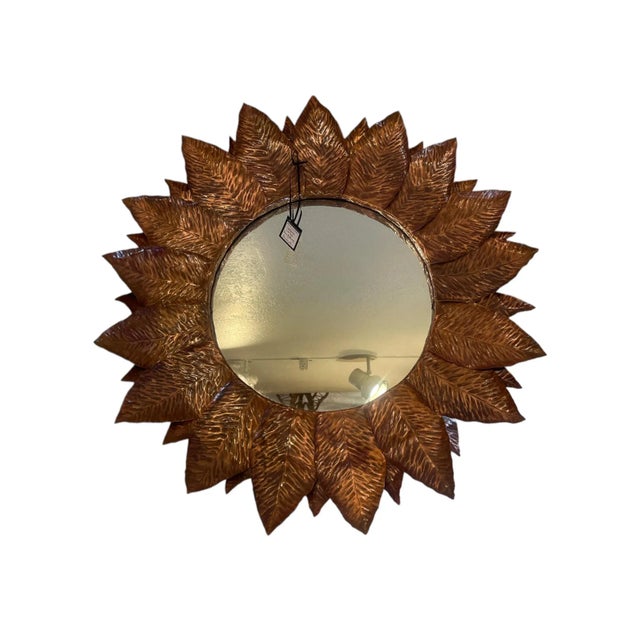 1990s 1990 Ben and Lael Copper Sunflower Mirror For Sale - Image 5 of 5