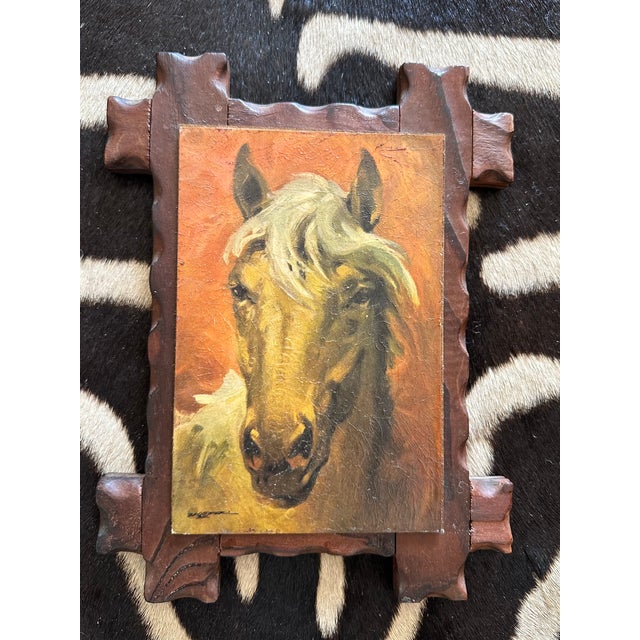 Vintage Signed Oil on Paper Over Board Horse Portraits - A Pair For Sale In Los Angeles - Image 6 of 18